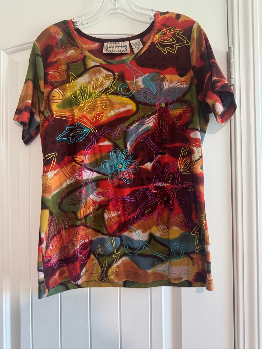 Life Style fall Multicolor Floral Short Sleeve Tee